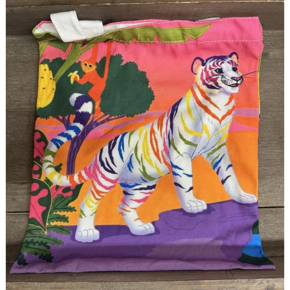 Lisa Frank A5 binder with matching printed paper and canvas tote bag